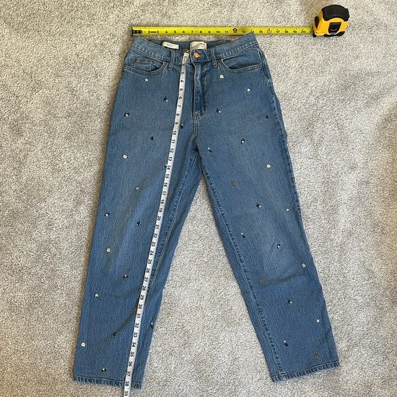 Universal Thread Blue Straight Leg Jeans with Embroidery - Picture 1 of 8